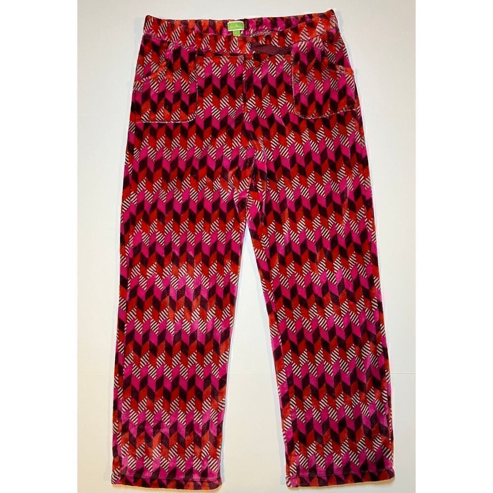 Vera Bradley Red Pink Purple Geometric Chevron Fleece Pajama Pants Size Large